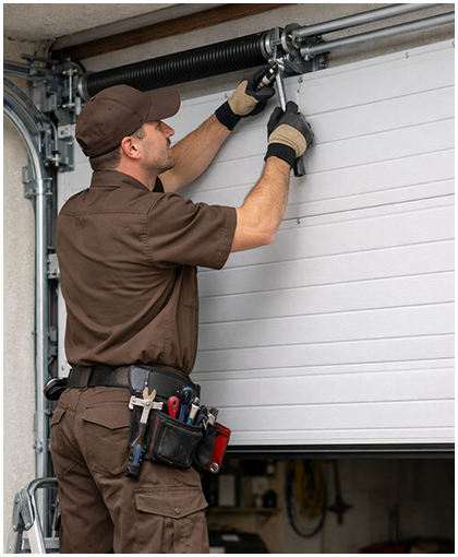 Garage Door Repair Lynwood CA Technician repairing garage door safely